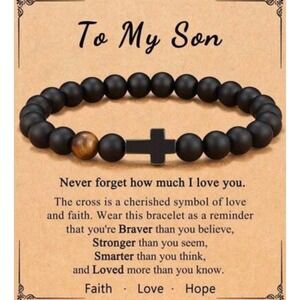 Beaded Cross Bracelet Religious Jewelry Faith Gift for‎ Son Men's New